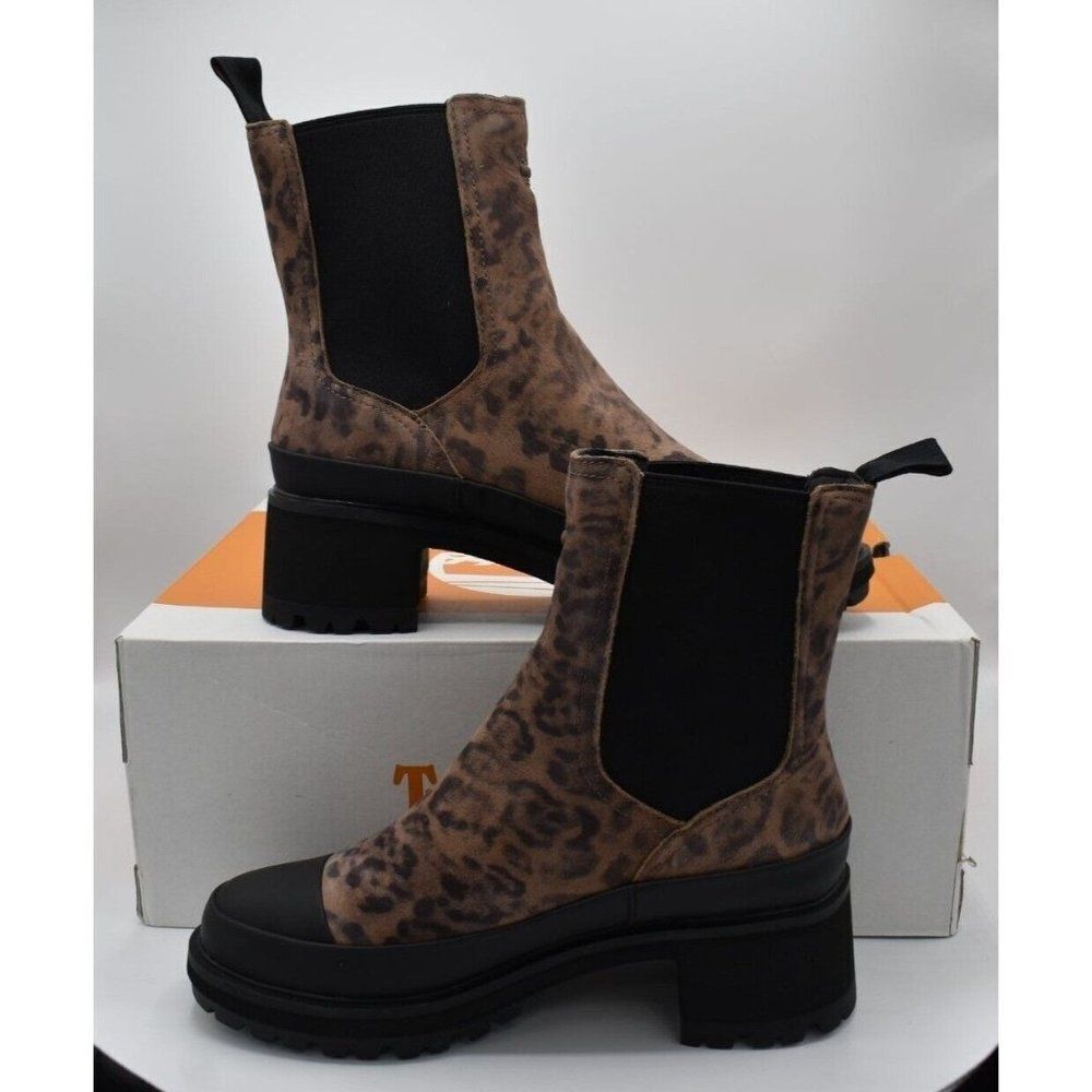 Timberland Womens Size 7 Kori Park 2.0 Brown Nubuck Leopard Print Chelsea Boots - Picture 9 of 12